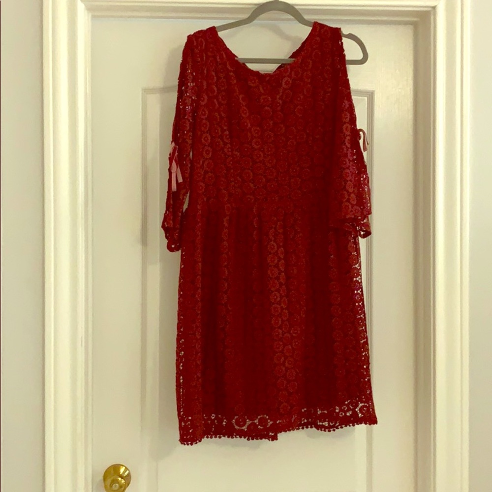 Plum Lace slit sleeve dress - NWOT